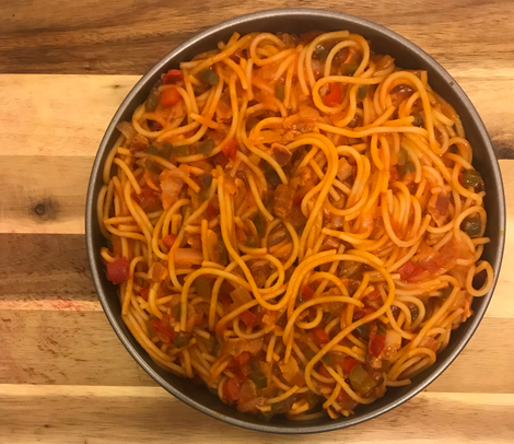 Illustration for article titled Thank you grandma for Sweet Spaghetti—a tasty alchemy of bacon, brown sugar, tomato soup